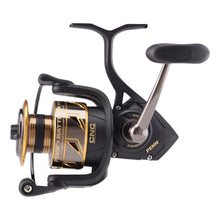 Load image into Gallery viewer, PENN Battle III Spinning Inshore Fishing Reel, HT-100 Front Drag, max of 15lb | 6.8kg, Made with Sturdy All-Aluminum Composition for Durability, 4000, black gold