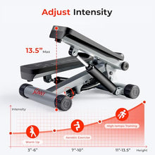 Load image into Gallery viewer, Sunny Health & Fitness Mini Steppers for Exercise at Home, Stair Step Workout Machine with Resistance Bands, Full Body Cardio Equipment with Digital Monitor - No. 012 -S