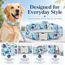 Load image into Gallery viewer, ARING PET Dinosaur Dog Collar, Cute Spring Summer Blue Boy Heavy Duty Doggy Collars with Metal Buckle for Puppy Small Medium Large Dogs-XS