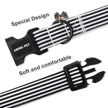 Load image into Gallery viewer, ARING PET Stripe Dog Collar, Cute Spring Summer Black White Stripe Pet Collars with Bow Charm for Puppy Small Medium Large Boy Girl Dogs, for Daily Outdoor Walking Beach Stroll-S