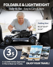 Load image into Gallery viewer, Ecomobi Light Weight Mobility Scooter for Seniors & Adults, 12–30 Mile Range, Foldable Airline Approved Portable 4 Wheel Motorized Scooter with Removable Lithium Battery, 300 lb Capacity, MS01F Gray