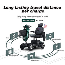 Load image into Gallery viewer, Metro Mobility 4 Wheel All Terrain Mobility Scooters for Seniors - 300 lbs Capacity Electric Mobility Scooter for Adults - Long Range Power Extended Battery w/Thickened Seat and Crutch Box - Emerald