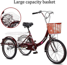Load image into Gallery viewer, Adult Tricycle - 3 Wheel Bikes for Adults Shopping Adult Tricycles Cargo 1 Speed Freight Trikes 20 Inch 3 Wheel Bikes for Adults with Large Basket