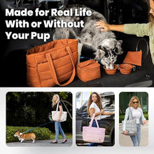 Load image into Gallery viewer, Rubyloo Puffer Dog Travel Bag for Dog Moms, Diaper Bag with Travel Bowls
