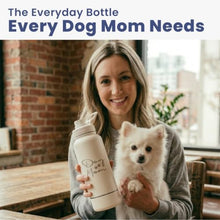 Load image into Gallery viewer, Dog Mom Water Bottle - 32 oz Stainless Steel Double Wall Insulated with 8 oz Detachable Bowl on Bottom - Cool Dog Mom Gifts for Women for Hiking, Walking, Travel and Everyday Adventures - DM Cream