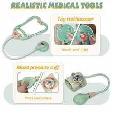 Load image into Gallery viewer, Liberry Doctor Kit for Toddlers 3 4 5 Years Old, 30-Piece Kid Doctor Toy with Stethoscope, Costume, Green Medical Pretend Play, Birthday Gift for Girls Boys