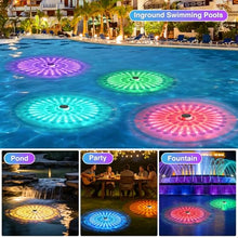 Load image into Gallery viewer, Solar Floating Pool Lights, 2026 Upgrade 2-Pack Solar Pool Lights for Above Ground & Inground Pools, 57 Lighting Modes, IP67 Waterproof, 3 Timers, 3000mAh, for Pool Parties, Backyard, Pond & Bathtub