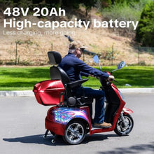 Load image into Gallery viewer, Super Large Electric 3 Wheel Mobility Scooters, Heavy Duty 800W Wheelchair Device, 25 Miles Long Range, All Terrain Mobility Scooter,Speed Adjust, Remote Key,Receive Ready to Ride (3 Wheel-red)