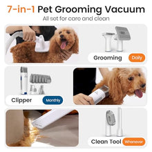 Load image into Gallery viewer, oneisall Dog Grooming Vacuum, Pet Grooming Vacuum with Clipper Nail Grinder, 1.5L Dust Cup Dog deshedding Brush with 7 Tools for Shedding Pet Hair, Home Cleaning(Blue)