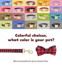 Load image into Gallery viewer, Personalized Polyester Dog Collar with Laser-Engraved Name and Phone Number, Plaid Pattern Theme Customizable Collar with Metal Quick Release Buckle for Small Medium Large Dogs