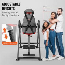 Load image into Gallery viewer, VEVOR Inversion Table, 300 lbs Capacity Heavy Duty Inversion Table, Decompression Back Stretcher Machine, Strength Training Equipment with Headrest, Ankle Lock, Adjustable Protective Belt, Red/Black
