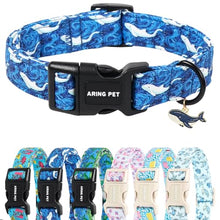 Load image into Gallery viewer, ARING PET Summer Dog Collar, Cute Blue Ocean White Whale Doggy Collars for Puppy Small Medium Large Boy Girl Dogs Pet, for Daily Photos Beach Walking Hiking Picnic-M