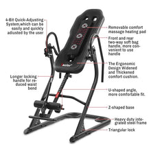 Load image into Gallery viewer, Teclor Inversion Table,Advanced Heat and Massage Function,Strength Training Inversion Table for Back Pain Relief,350 lbs Capacity with Thickened 3D Memory Foam backrest,Black