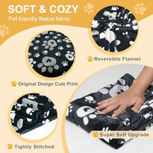 Load image into Gallery viewer, Gowyeg Dog Blanket, Soft Fleece Dog Blankets for Small Medium Dogs, Fluffy Flannel Pet Cat Puppy Blanket Mat Cover for Bed Couch, Cute Paw Print Throw Blanket for Dogs, Black, 40"X30"