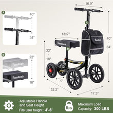 Load image into Gallery viewer, BlessReach Knee Scooter Walker for Adults Foot Injuries Ankle Surgery, Knee Scooters for Adult, Foldable Steerable with Dual Handbrake, Height Adjustable Handle & Knee Pad, 300 lbs Capacity,Black
