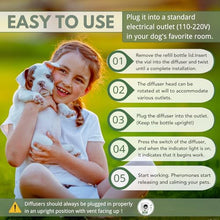 Load image into Gallery viewer, Dog Calming Pheromone Diffuser Kit with Timer – 2 Plug-Ins + 4 Refills – Smart 4-Level Timing Calming Aid – Stress Relief for Dogs – Help with Anxiety, Barking, Fighting, Thunder, Travel, Vet Visits