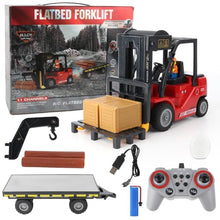 Load image into Gallery viewer, Mscredse RC Forklift with Trailer, Kids Forklift Construction Toys Set with Lift Fork & Hook & Flatbed (Red)