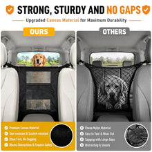 Load image into Gallery viewer, Dog Car Barrier, Dog Car Net Barrier, Heavy Duty Canvas Seat Divider with Belt Set, Double-Sided Organizer, Adjustable Pet Safety Kit, Precision Fit for SUV & Cars