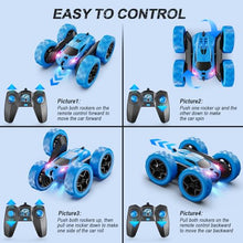 Load image into Gallery viewer, QUNREDA Remote Control Car, RC Cars Toys for Kids Ages 6-12, 4WD Stunt Car with LED Lights