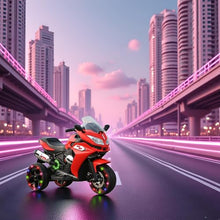 Load image into Gallery viewer, Boys Girls Electric Toy Motorcycle - Rechargeable Battery, Light-up Wheels, Great Gift for Kids (Red + Plastic + 50-99 lbs)