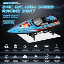 Load image into Gallery viewer, Levhorzn 34+MPH Brushless RC Boat for Adults & Kids with 2 Rechargeable Batteries- (Cyan)