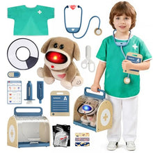Load image into Gallery viewer, TOP BRIGHT Doctor Kit for Toddlers 3-5, Pretend Play Doctor Set with Costume & Wooden Medical Kit, Dress Up Toys for Kids, Role Play Dog Vet Playset, Christmas Birthday Gifts for Girls Boys 3 4 5