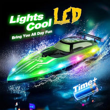 Load image into Gallery viewer, JOI MEW RC Boat with LED Lights for Kids, 2.4Ghz Remote Control Racing Boats for 8-12,Toy Water Boat for Pools & Lakes