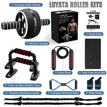 Load image into Gallery viewer, Ab Roller Wheel, 10-In-1 Ab Exercise Wheels Kit with Resistance Bands, Knee Mat, Jump Rope, Push-Up Bar (Black)