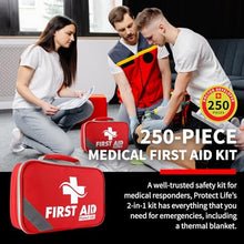 Load image into Gallery viewer, Protect Life First Aid Kit for Home & Business, 250 Pcs - Emergency Medical Kit for Camping & Hiking