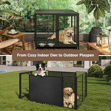 Load image into Gallery viewer, Heavy Duty Dog Crate for Small Dogs, 3 in 1 32.7" Foldable Collapsible Dog Kennel & Playpen with Lockable Wheels & Feeding Bowls, Escape Proof Metal Dog Cage for Indoor Outdoor Use, Black