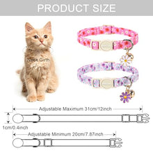 Load image into Gallery viewer, ARING PET 2 Pack Cat Collars with Bell, Cute Soft Cotton Kitten Kitty Breakaway Spring Summer Cat Collars for Boy Girl Cats-Pink & Purple Floral