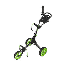 Load image into Gallery viewer, KVV 3 Wheel Foldable/Collapsible Golf Push Cart Ultra Lightweight Smallest Folding Size, New-Version Scorecard Holder Umbrella Holder Included(Black/Lime)