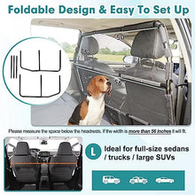 Load image into Gallery viewer, Dog Car Barrier Escape-Proof, 56" Wide Divider for 2nd 3rd Row Seats & Cargo Area, Durable Back Seat Gate Trunk Barrier with See Through Net Mesh for Trucks, Large SUV & Full Sized Vehicles