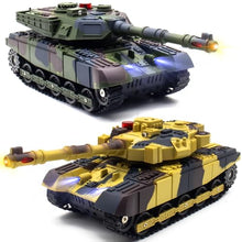 Load image into Gallery viewer, RC Tank That Infrared Shoots - 2.4Ghz Remote Control Battle Army Tank Toys with 360°Rotating Turret Auto Demo Sound Effects Lights