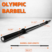 Load image into Gallery viewer, Fitvids 7ft Olympic Barbell 45LBS for Weightlifting and Powerlifting, 2 Inch Strength Training Bar - Black