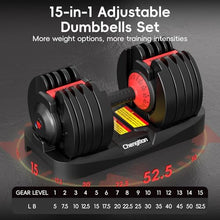 Load image into Gallery viewer, Upgraded Adjustable Dumbbells Set 52.5 lbs, 15 Weights Dumbbell Set