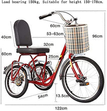 Load image into Gallery viewer, Adult Tricycle - 3 Wheel Bikes for Adults Shopping Tricycle for Adult 3 Wheel Bicycle, Three Wheels Cycling Pedal Trikes with Cart