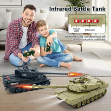 Load image into Gallery viewer, RC Battle Tank Set 1/28 Scale Remote Control Tank with Infrared Shoot, Sounds & Lights
