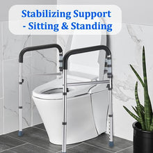Load image into Gallery viewer, Toilet Safety Rails (300 LB) – Adjustable, Foldable Toilet Handle Frame for Elderly & Disabled Adults, Supports All Toilet Types