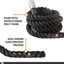 Load image into Gallery viewer, Body Sport Battle Rope, 15 ft. Long, 2 in. Diameter - Strong, Poly-Twine Training Cord for Indoor & Outdoor Use - Home Fitness & Gym Equipment