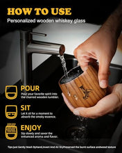 Load image into Gallery viewer, Birthday Gifts for Men Whiskey Glass, Bourbon Glass Gifts for Men Personalized Charred Wooden Bourbon Drinking Glass, Engraved Anniversary Groomsmen Gift for Men Dad Husband Him, Whiskey Tumbler Cup J
