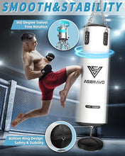 Load image into Gallery viewer, ASBRAVO Punching Bag for Adults, 4ft PU Heavy Boxing Bag Set 12OZ Gloves for MMA Muay Thai Kickboxing Training Home Gym, Martial Art (Unfilled)-White