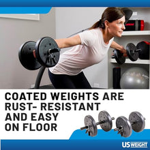 Load image into Gallery viewer, US Weight 105 Pound Barbell Weight Set , Adjustable with Two Dumbbell Bars and Full 6 Ft Bar, Black