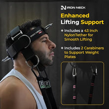 Load image into Gallery viewer, Iron Neck Neck Trainer, Exerciser, & Strengthener with Adjustable Head and Chin Strap - Portable Head Harness for Weight Lifting, Home, & Gym Use - Exercise & Workout Equipment (Rafa, Red)