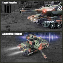 Load image into Gallery viewer, Hitish RC Tank - 2.4Ghz Remote Control Army Tank Toys with Auto Demo Sound Light Smoke - Army Green