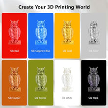 Load image into Gallery viewer, DO3D 1.75mm Silk PLA 3D Printer Filament Bundle, 8 Silk Shiny Colors: Gold/Silver/Copper/Bronze/Black/White/Red/Blue, Each Spool 250g, 8 Spools, Total 2Kg 3D Printing Material, 250g x 8 Spools
