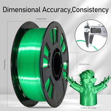 Load image into Gallery viewer, DO3D Silk Green PLA Satin Shiny 3D Printer Filament, 1.75mm Diameter 1kg Spool 2.2lbs for FDM 3D Printers