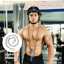 Load image into Gallery viewer, Neck Training Harness with Pulley System – Adjustable Head Strap for Side-to-Side Neck Strength Workout, Heavy-Duty Steel Chain for Weighted Vertical Training, Ideal for Powerlifting & Fitness