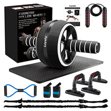 Load image into Gallery viewer, Ab Roller Wheel, 10-In-1 Ab Exercise Wheels Kit with Resistance Bands, Knee Mat, Jump Rope, Push-Up Bar (Black)