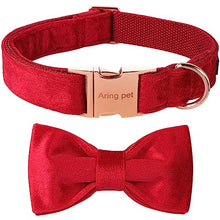 Load image into Gallery viewer, ARING PET Bowtie Dog Collar,Velvet Dog Collars with Removable Bowtie, Christmas Adorable Dog Collar, Large.